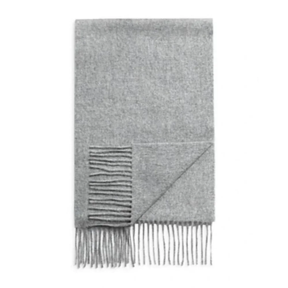 BLOOMINGDALES Mens Store Scarf Grey 100% Cashmere Fringe 64x10.5